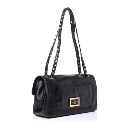 Valentino Garavani Vitello Rockstud Flip Lock Shoulder Flap Bag Black 3 of 12