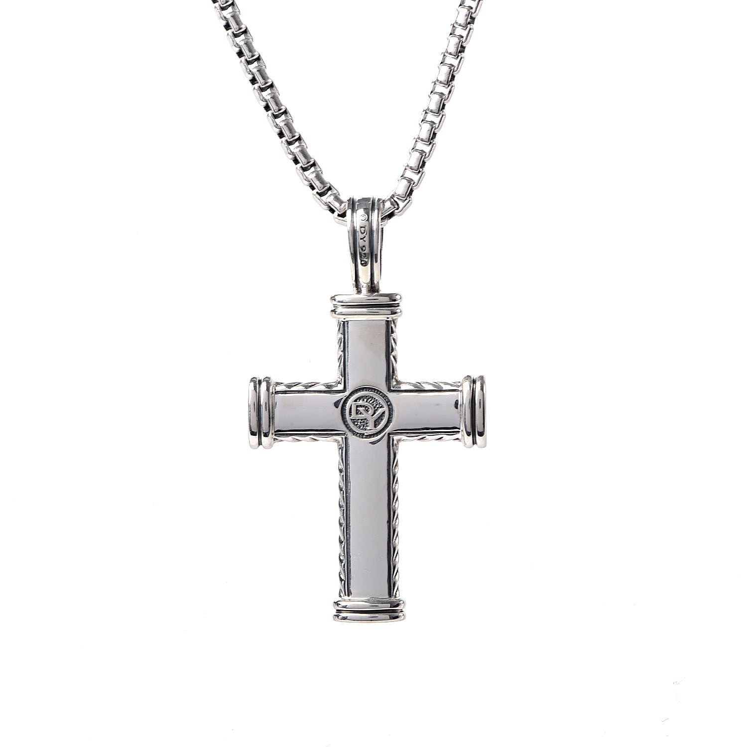 David Yurman Sterling Silver Chevron Cross Pendant Necklace 5 of 5