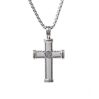 David Yurman Sterling Silver Chevron Cross Pendant Necklace 5 of 5