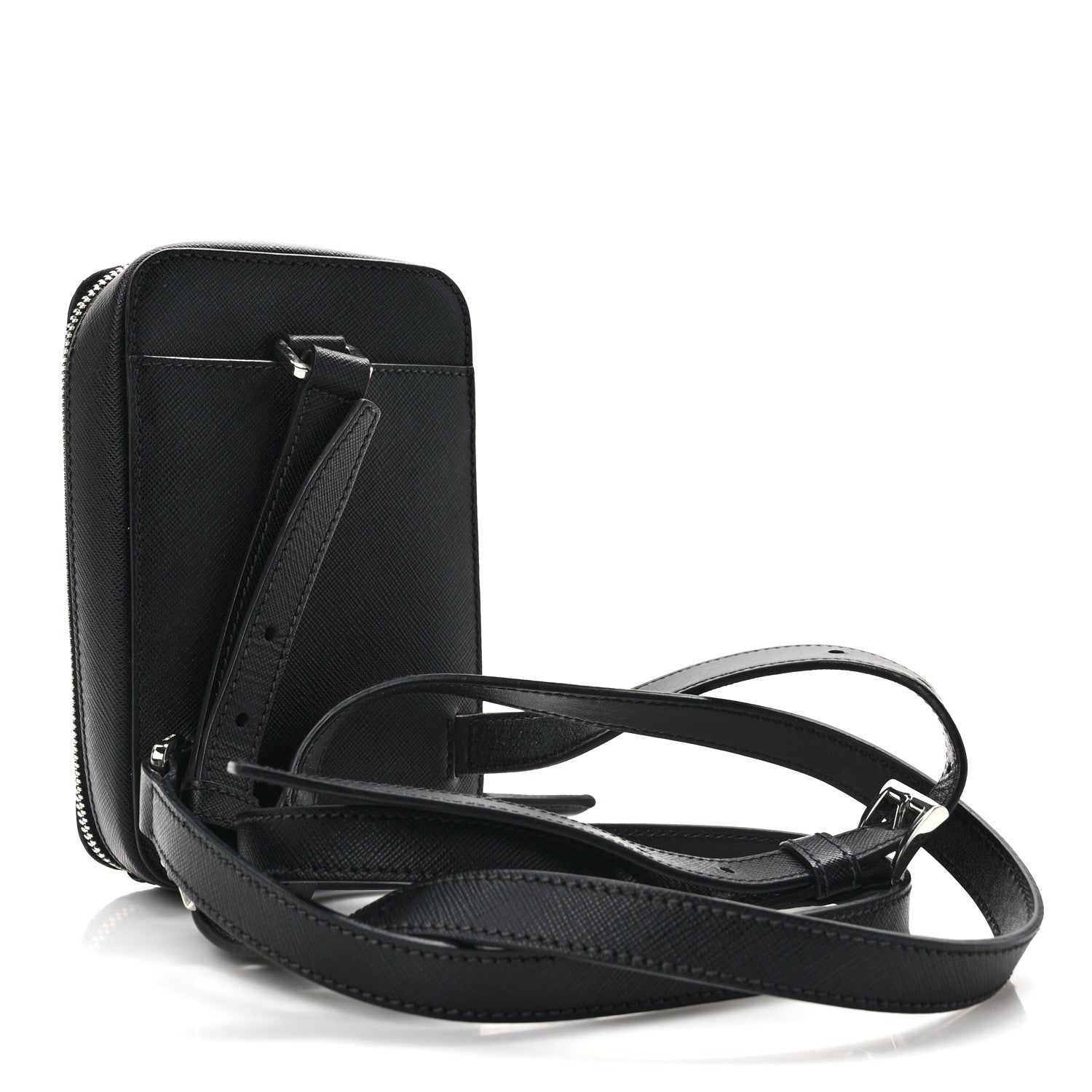 Prada Saffiano Harness Crossbody Travel Pouch Black 3 of 8