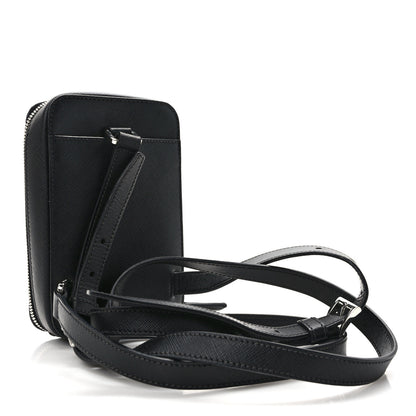 Prada Saffiano Harness Crossbody Travel Pouch Black 3 of 8