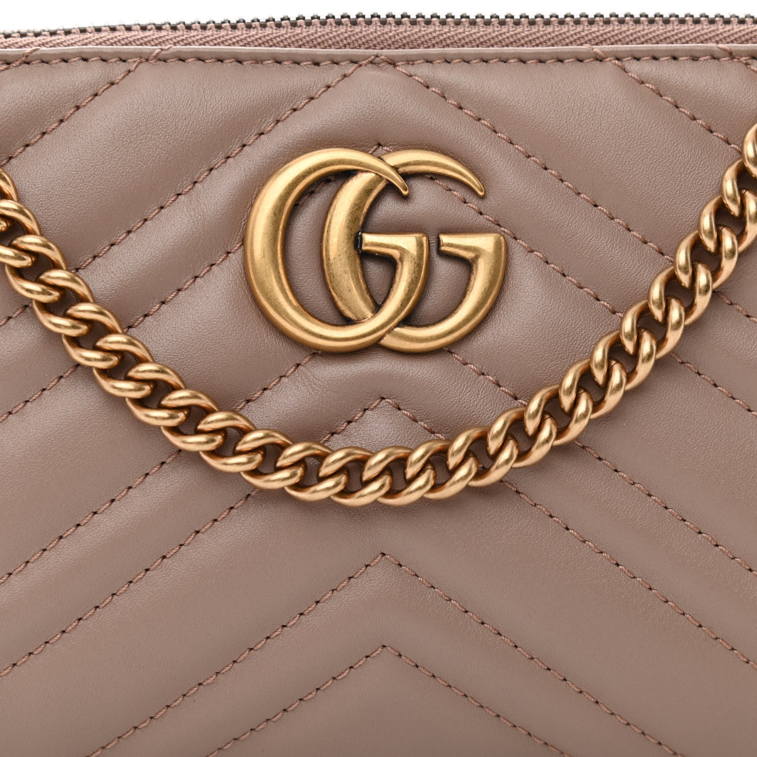 Gucci Calfskin Matelasse Mini GG Marmont Chain Bag Porcelain Rose 8 of 12