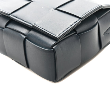 Bottega Veneta Lambskin Maxi Intreccio Small Cassette Crossbody Bag Ardoise Glacier 9 of 9