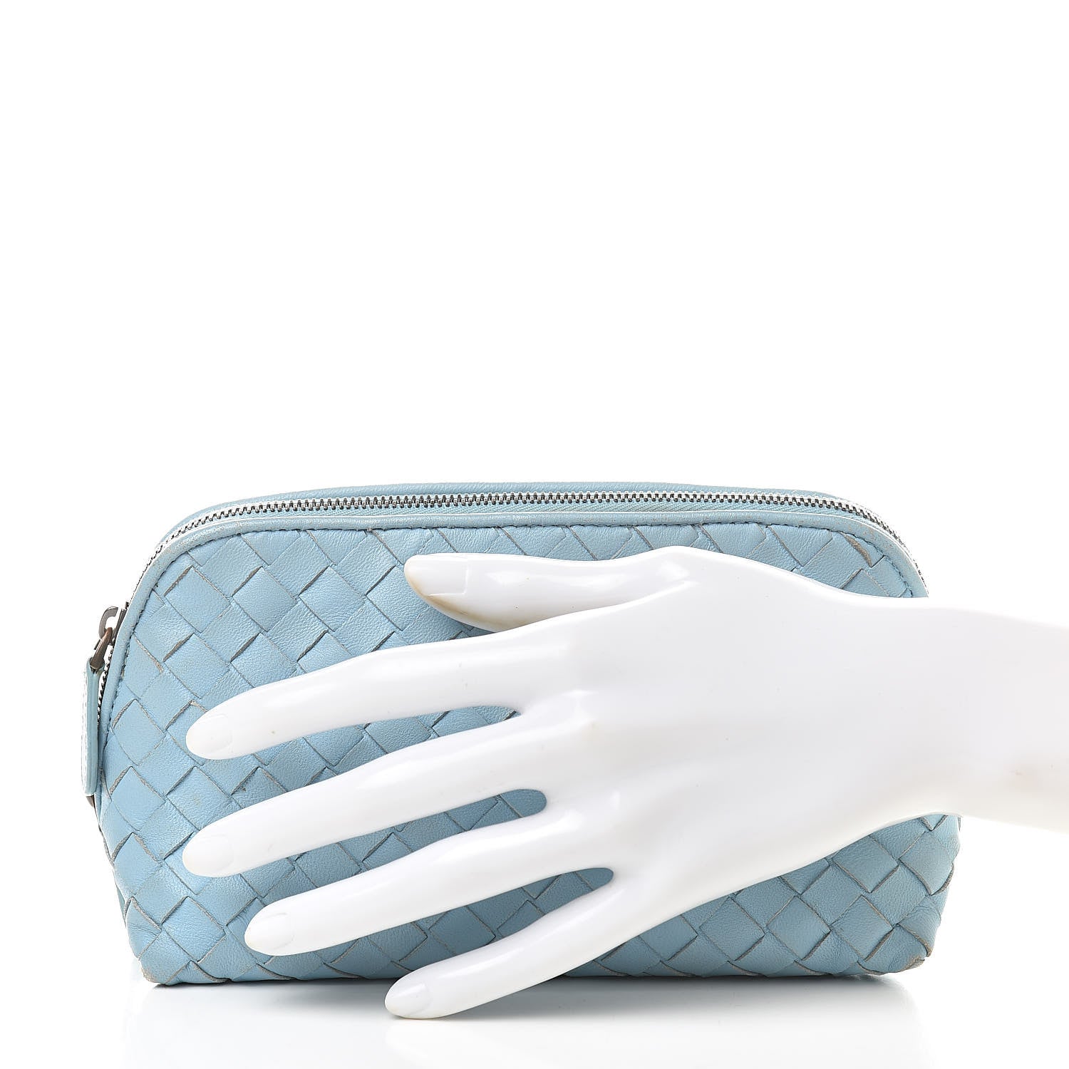 Bottega Veneta Nappa Intrecciato Cosmetic Case Light Blue 2 of 16