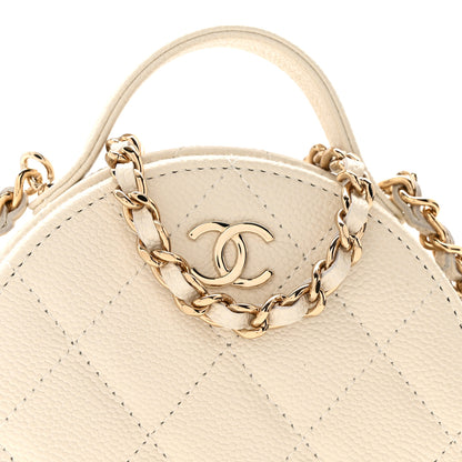 Chanel Caviar Quilted Round Handle With Care Vanity With Chain White 8 of 12