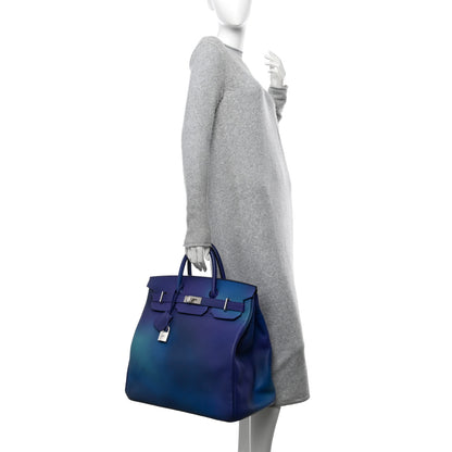 Hermes Togo HAC Cosmos Birkin 40 Bleu Nuit Violet Aqua 2 of 13