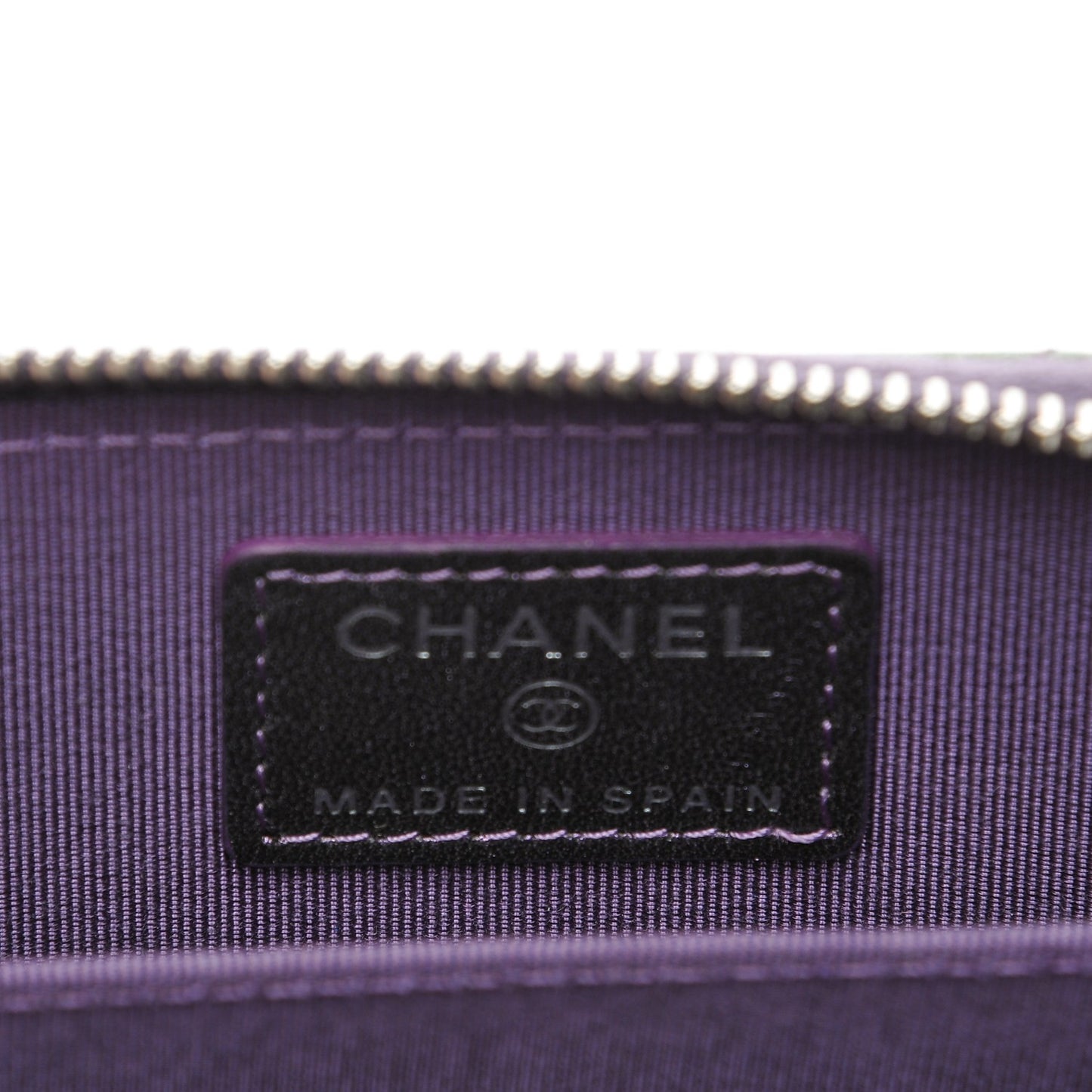 Metallic Lambskin Quilted Zip Around Coin Purse Wallet Dark Purple