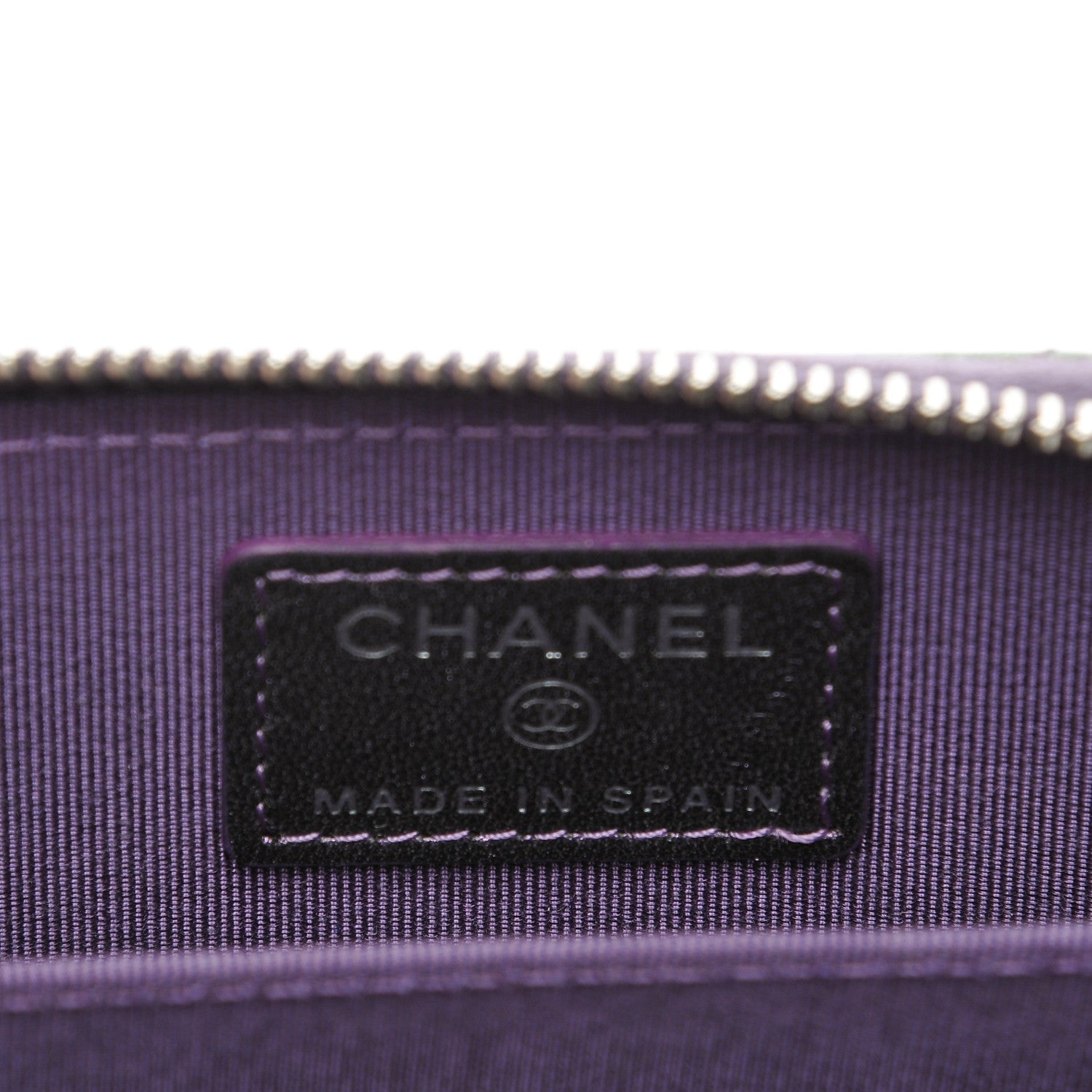 Chanel Metallic Lambskin Quilted Zip Around Coin Purse Wallet Dark Purple 6 of 8