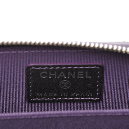 Chanel Metallic Lambskin Quilted Zip Around Coin Purse Wallet Dark Purple 6 of 8