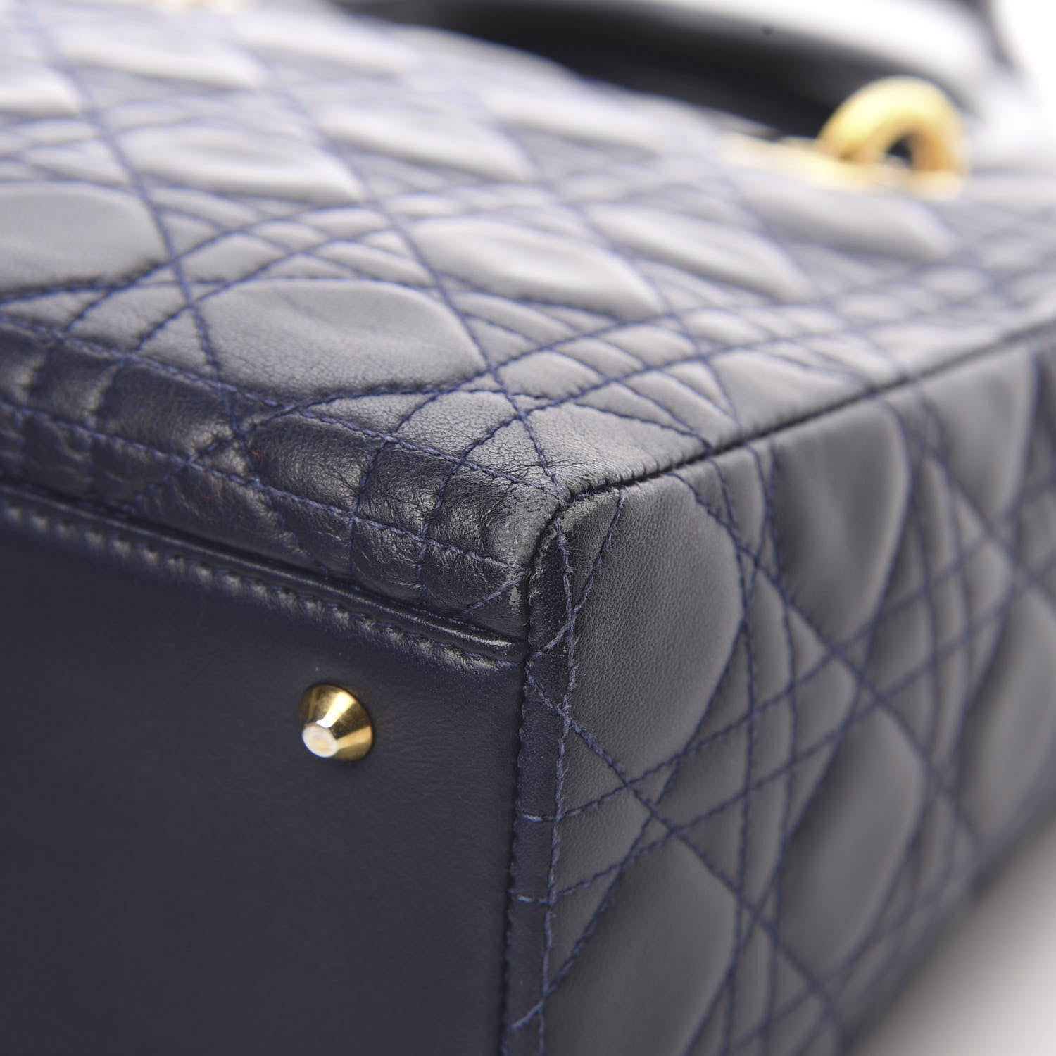 Christian Dior Lambskin Cannage Medium Lady Dior Navy Blue 7 of 15