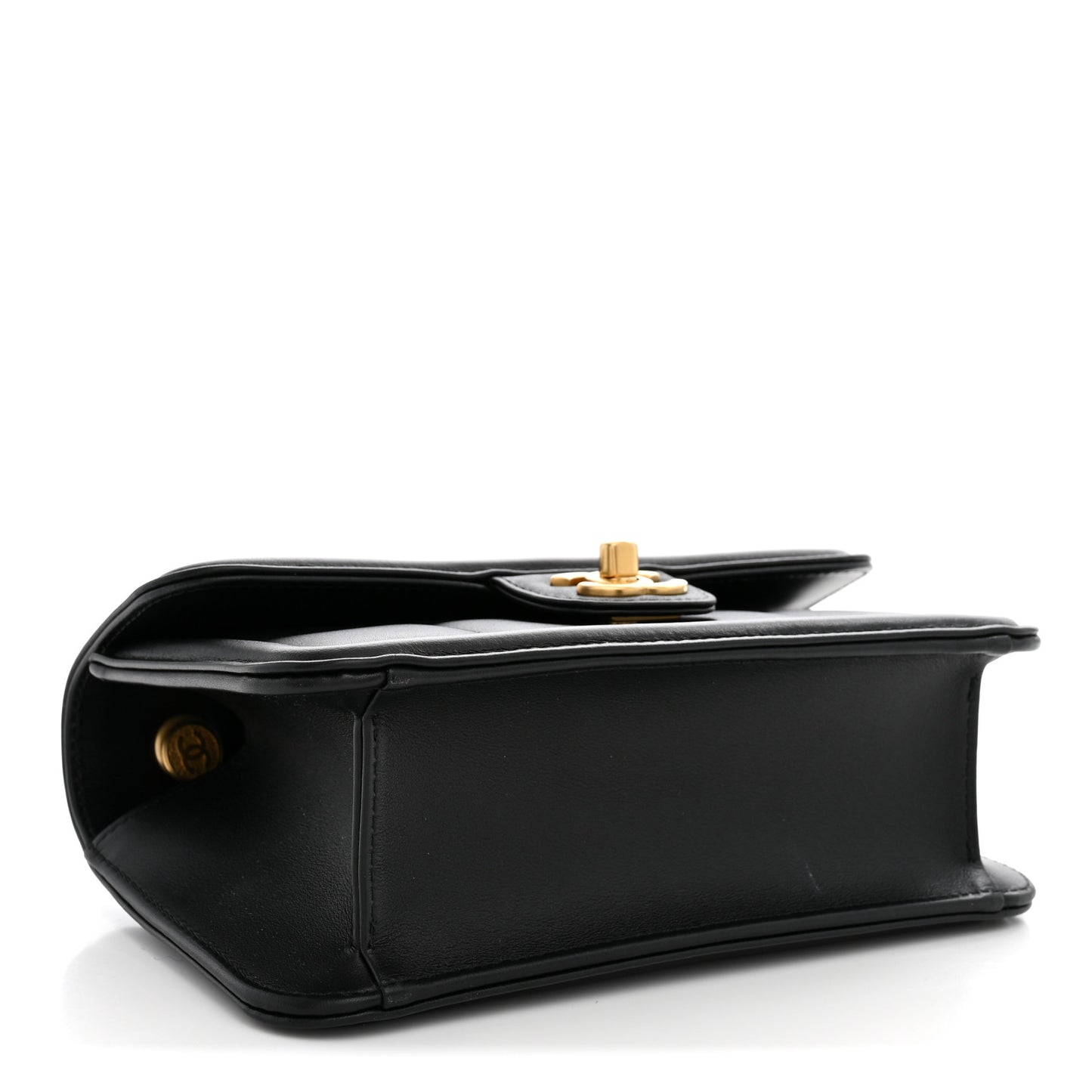 Lambskin Calfskin Mini Chocolate Bar Flap Bag Black