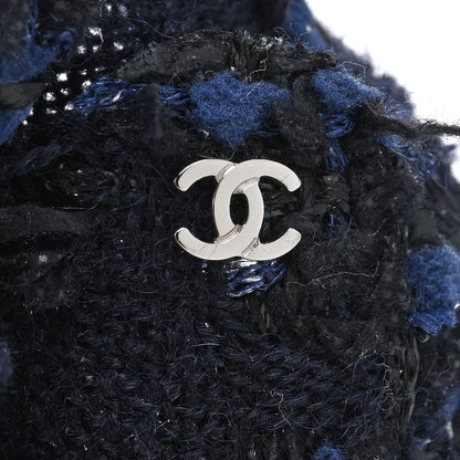 Chanel Tweed Camellia Pin Brooch Navy Blue 4 of 4