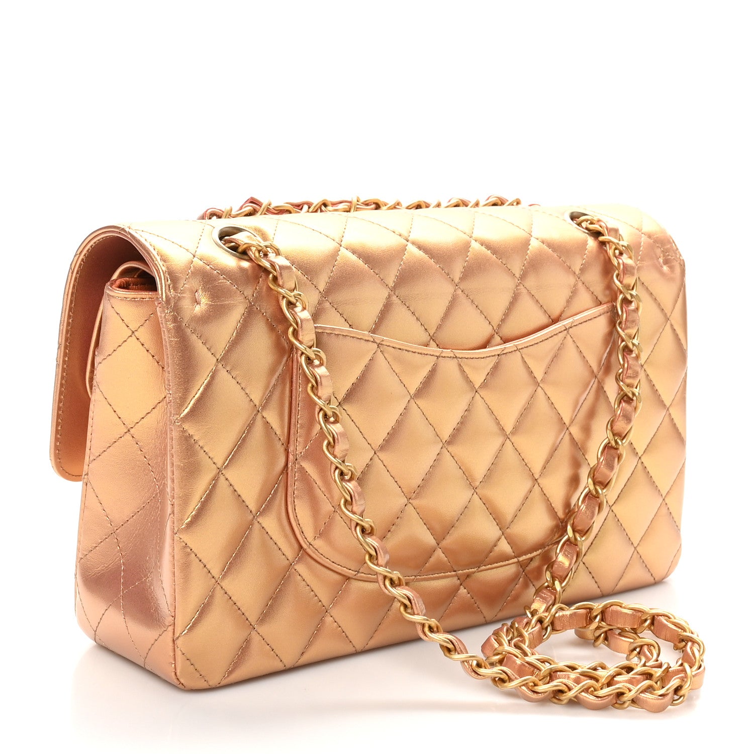 Chanel Metallic Lambskin Quilted Medium Double Flap Golden 3 of 11