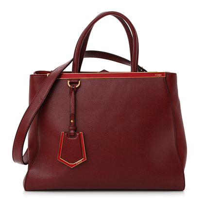 Fendi Vitello Elite Regular 2Jours Tote Rosso Scuro Ciliegia 1 of 13