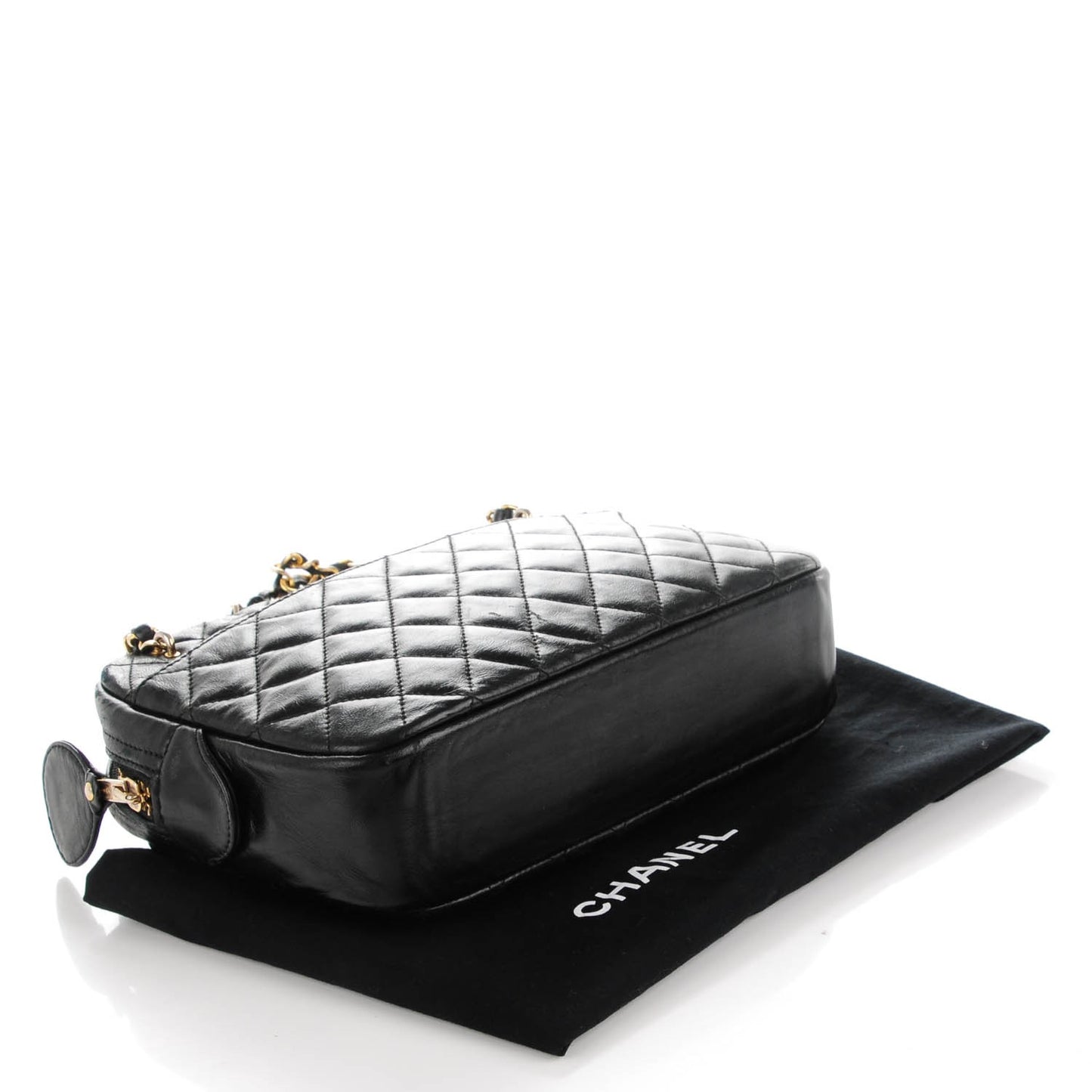 Lambskin Quilted Camera Case Black