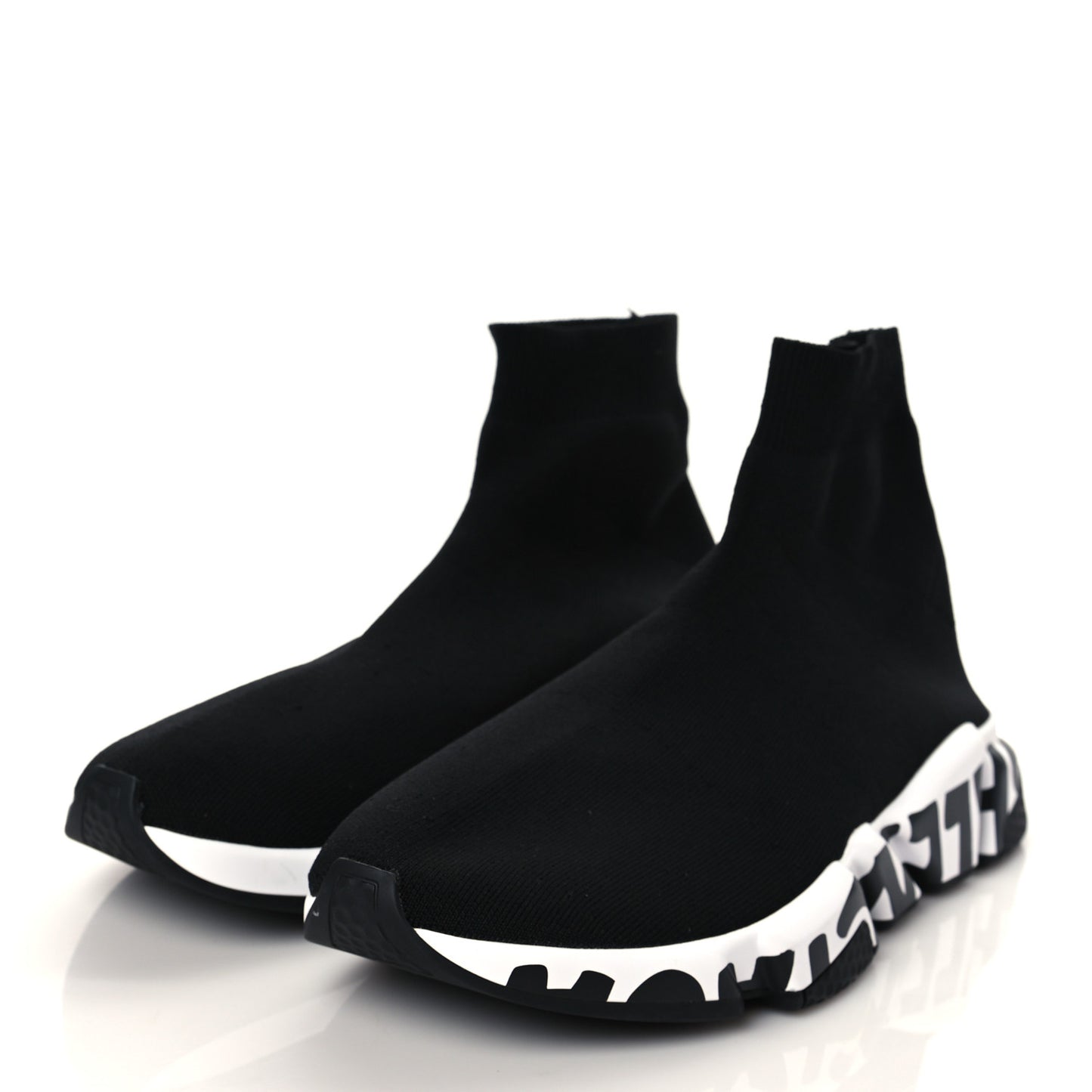 Neoprene Knit Speed Graffiti Sneakers 42 Black White