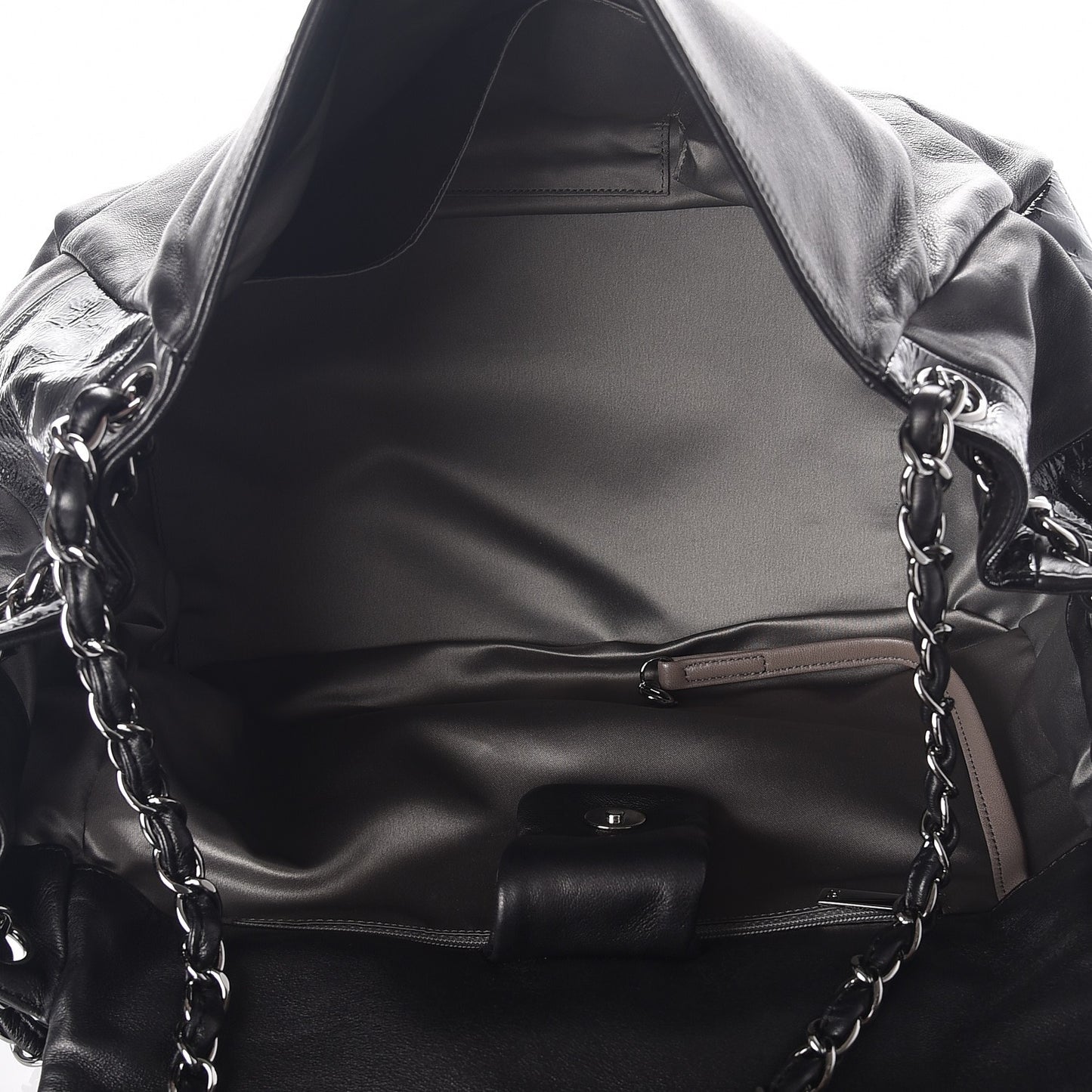 Lambskin Patent Calfskin Brooklyn Patchwork Flap Black