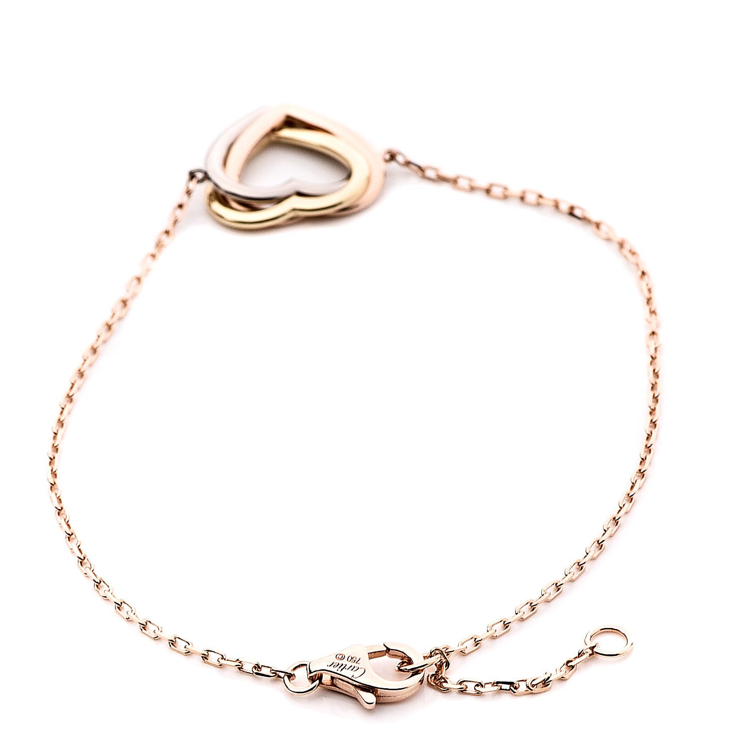 Cartier 18K Pink Yellow White Gold Trinity Heart Bracelet 3 of 6