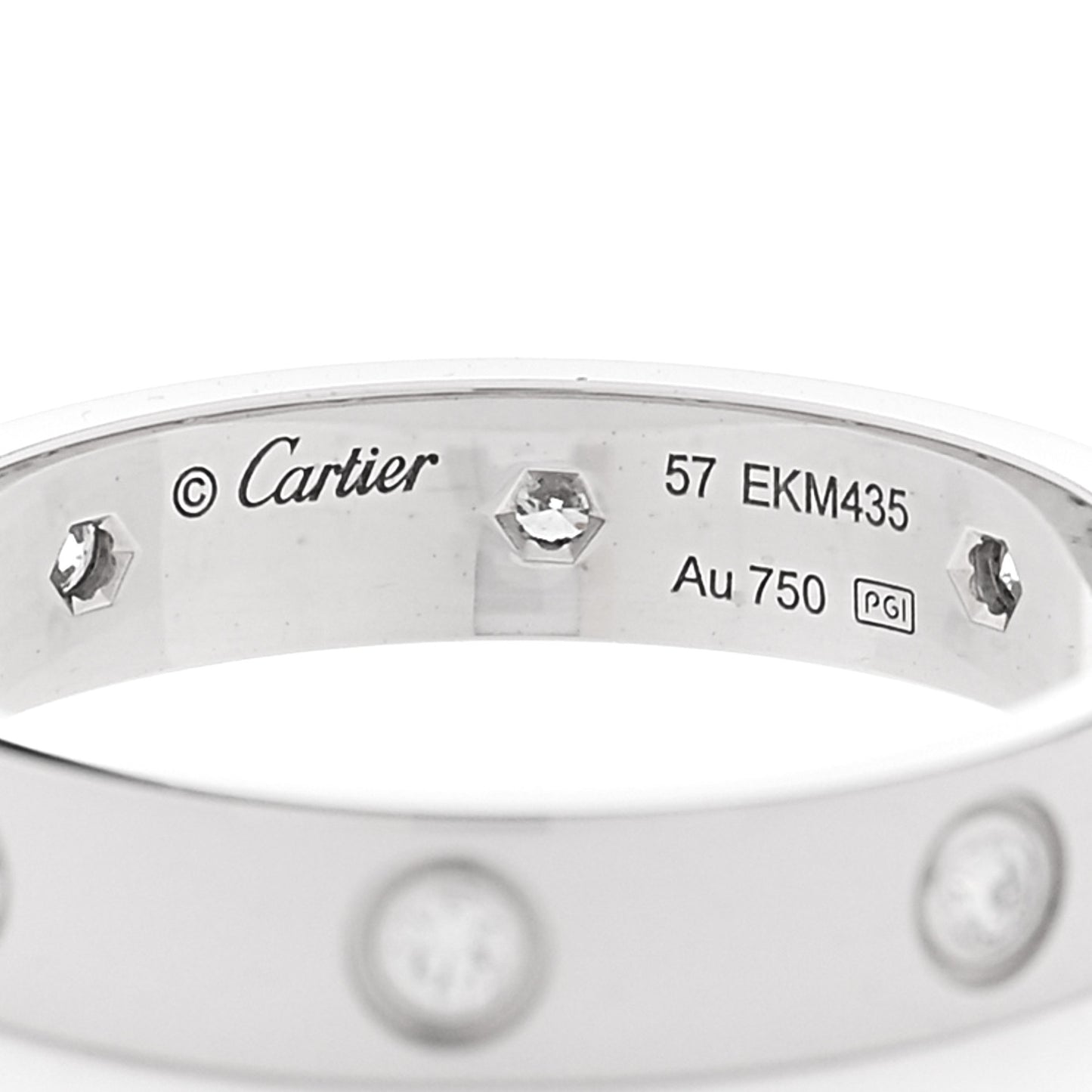 18K White Gold 8 Diamond 4mm Wedding Band LOVE Ring 57 8