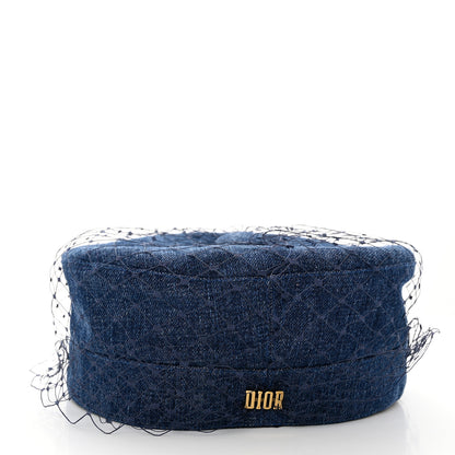 Christian Dior Denim Arty Cap with Veil 57 Blue 6 of 8