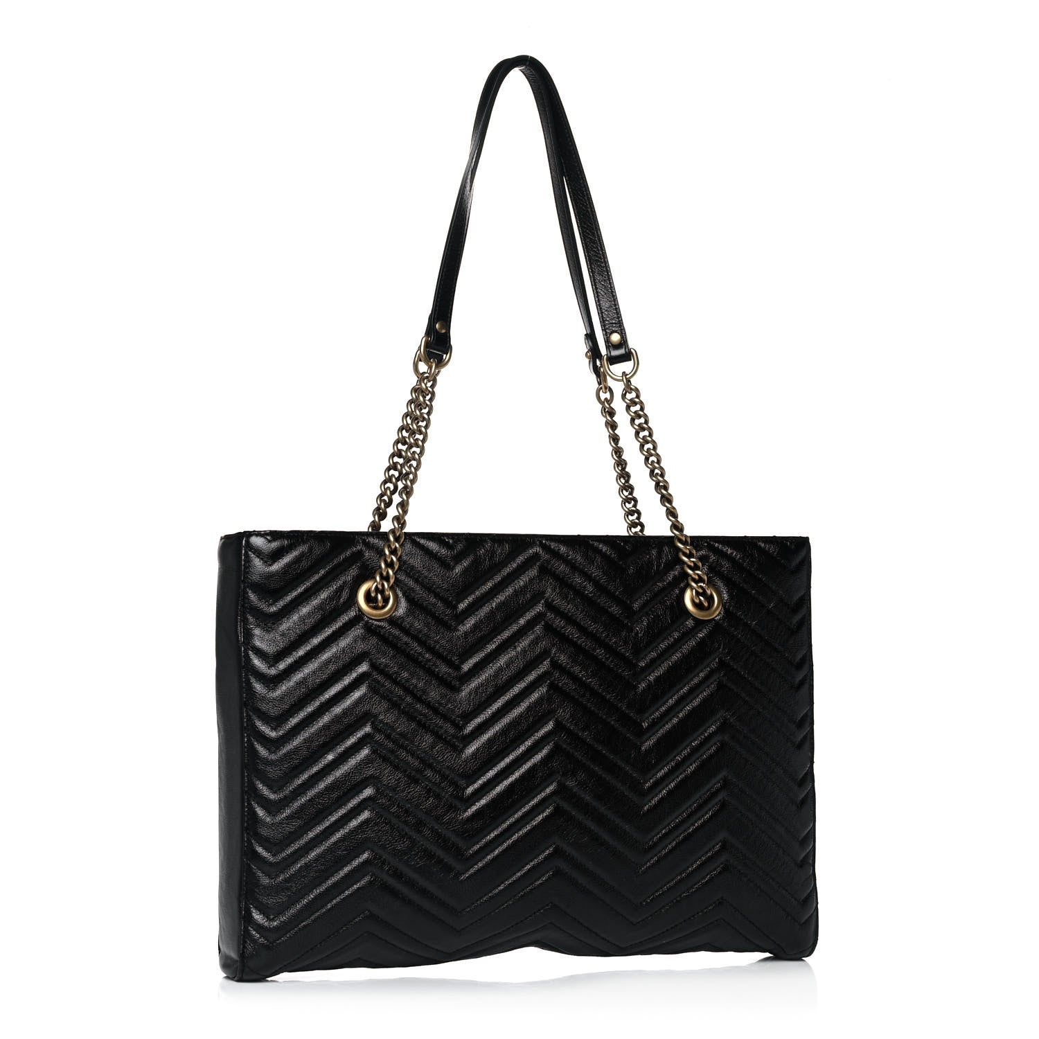 Gucci Vintage Calfskin Matelasse Medium GG Marmont Slim Tote Black 3 of 13
