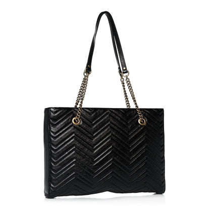 Gucci Vintage Calfskin Matelasse Medium GG Marmont Slim Tote Black 3 of 13