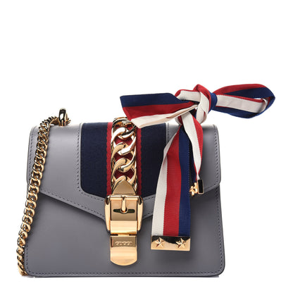 Gucci Calfskin Mini Sylvie Chain Shoulder Bag Deep Grey 1 of 11