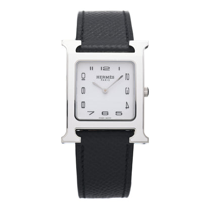 Hermes Stainless Steel Epsom 26mm Heure H Hour Quartz Watch Noir 1 of 4