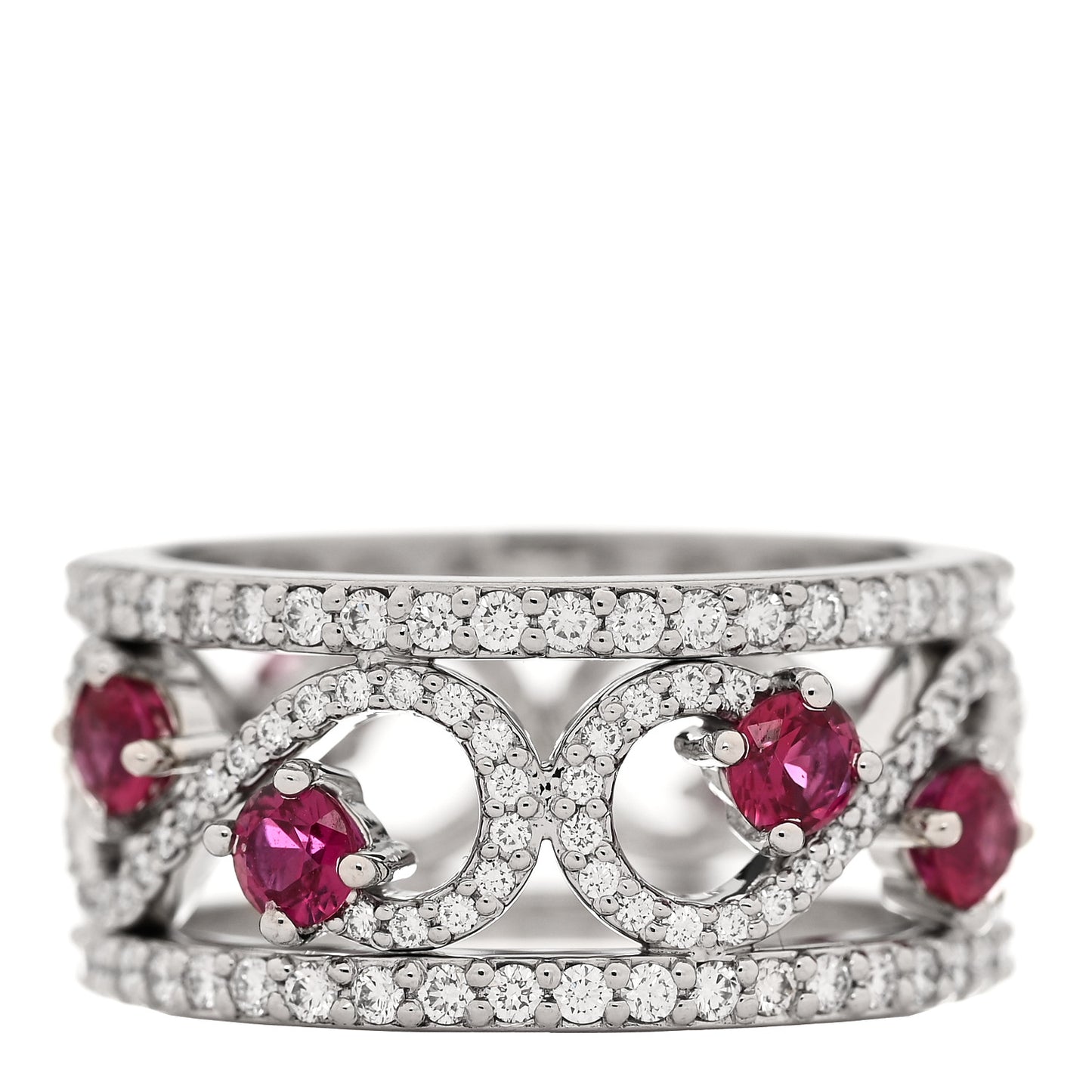 Platinum Diamond Ruby Enchant Scroll Ring 49 4.75