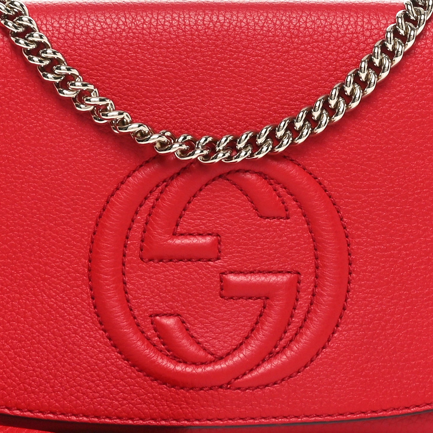 Pebbled Calfskin Medium Soho Flap Crossbody Tabasco Red