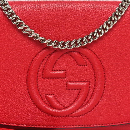 Gucci Pebbled Calfskin Medium Soho Flap Crossbody Tabasco Red 7 of 9