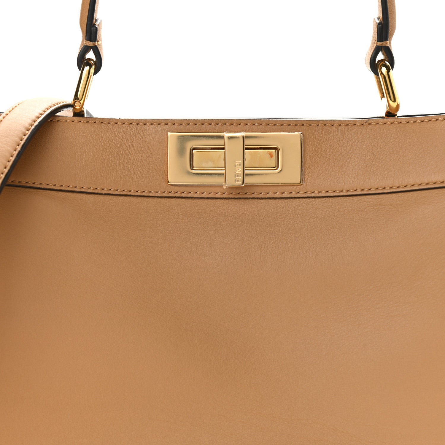 Fendi Vitello Seta Shiny Nappa Medium Peekaboo I SEE U Satchel Miele Scuro Light Rose 7 of 10