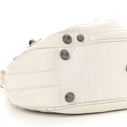 Balenciaga Extra Supple Calfskin Crocodile Embossed Medium Le Cagole Shoulder Bag White 10 of 18