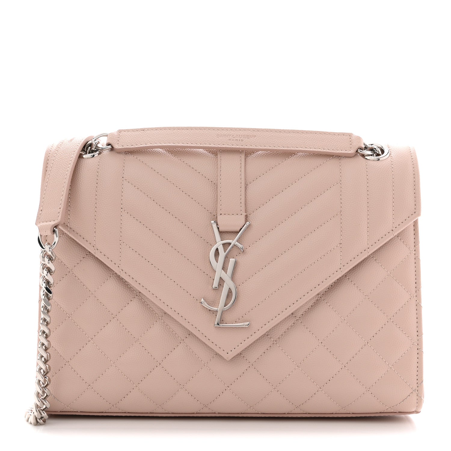 Saint Laurent Grain De Poudre Textured Mixed Matelasse Medium Triquilt Monogram Satchel Marble Pink 1 of 13