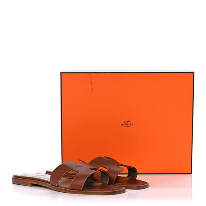 Hermes Box Calfskin Oran Sandals 38 Gold 14 of 14