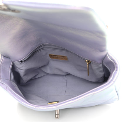 Chanel Iridescent Calfskin Quilted Medium Chanel 19 Flap Light Purple Blue 5 of 11