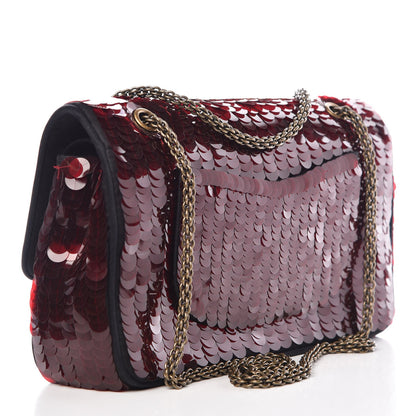 Chanel Satin Sequin Paris Shanghai Medium Double Flap Red 4 of 10