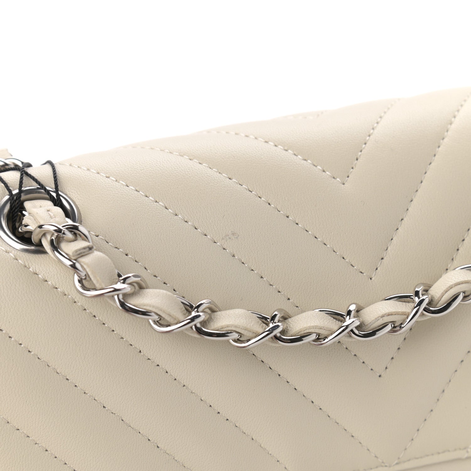 Chanel Lambskin Chevron Quilted Small Double Flap White 11 of 12