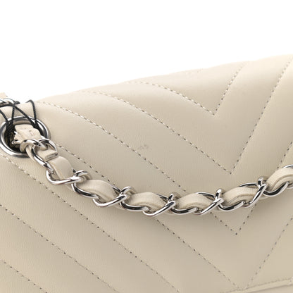 Chanel Lambskin Chevron Quilted Small Double Flap White 11 of 12