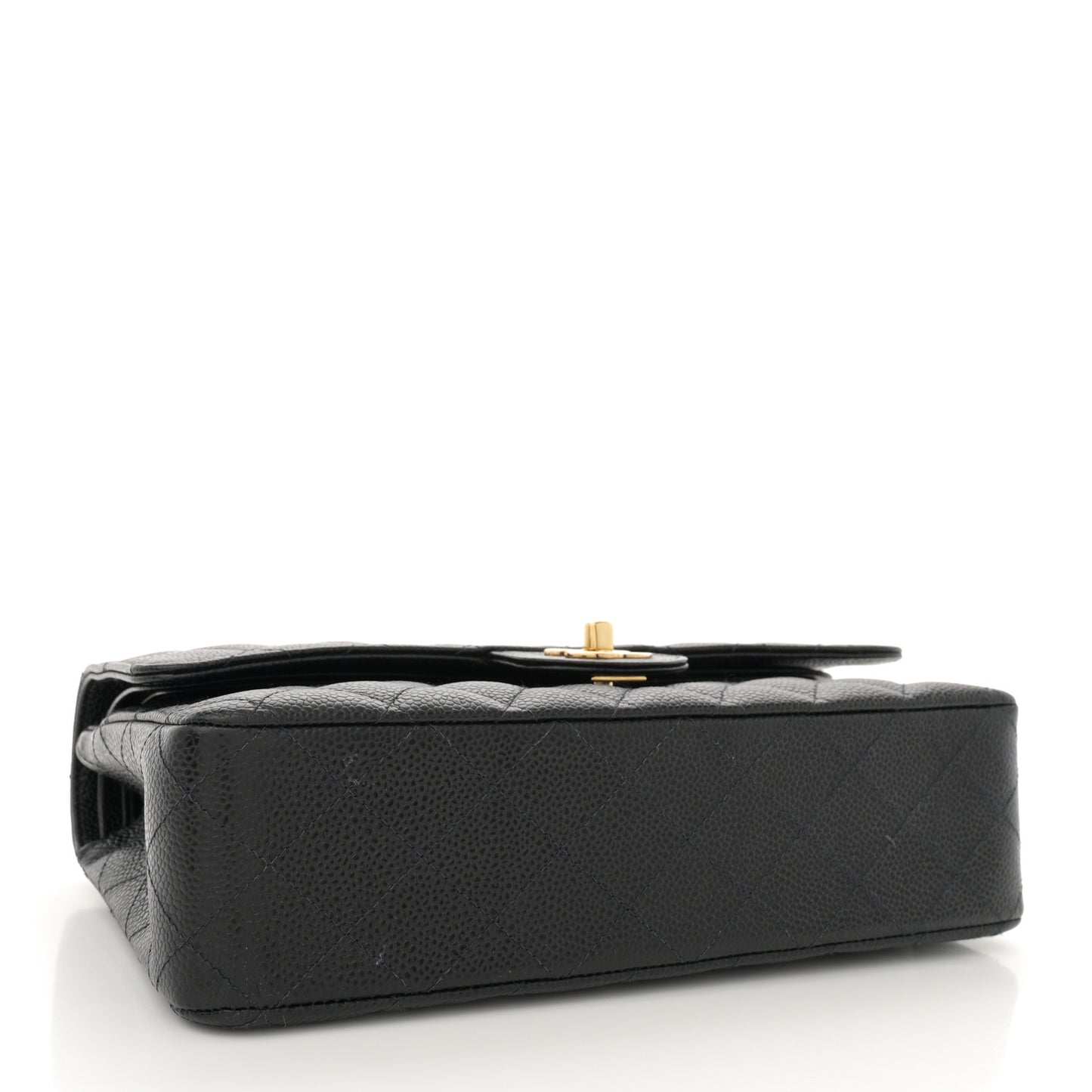 Caviar Quilted Medium Double Flap Black