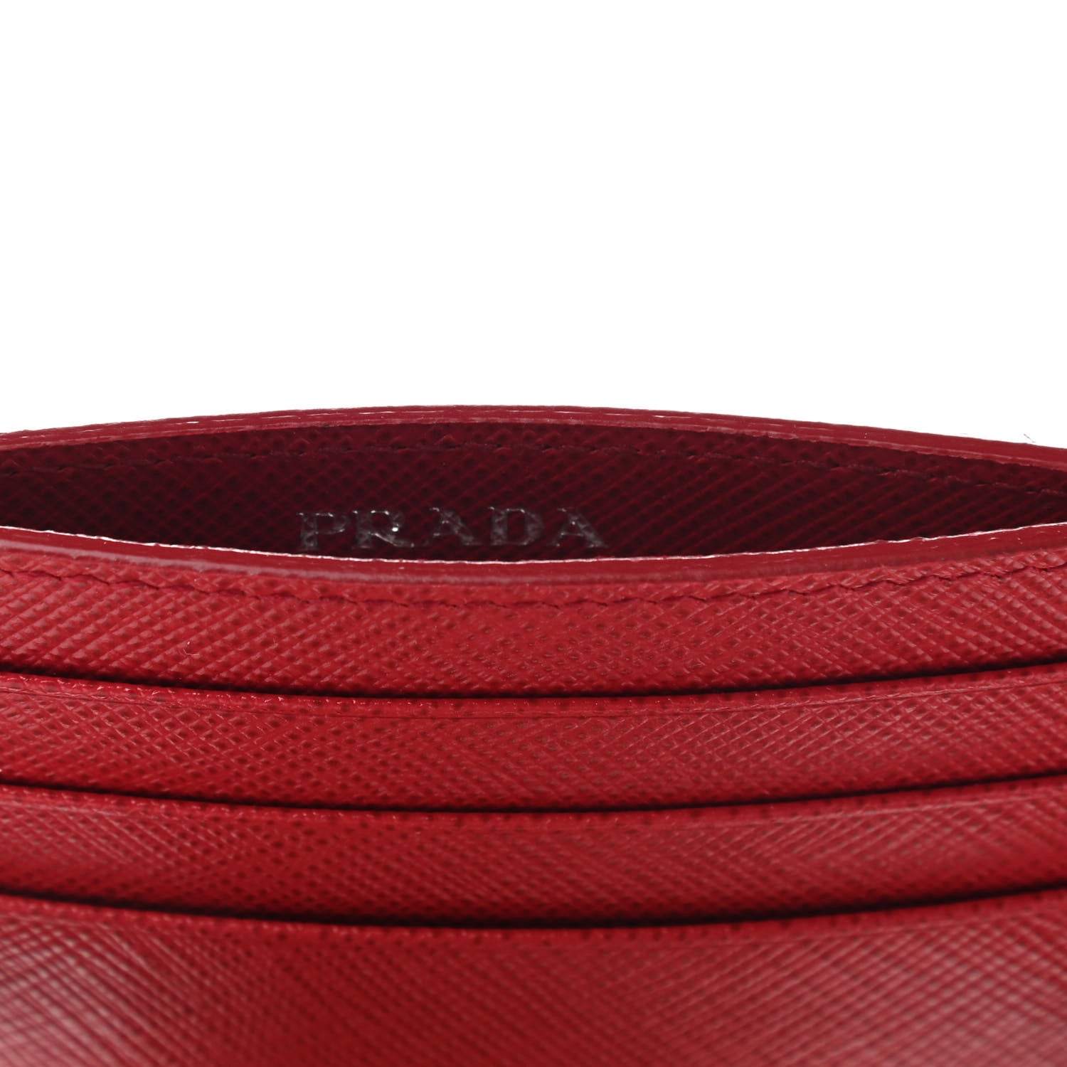 Prada Saffiano Triangle Card Holder Red 7 of 8