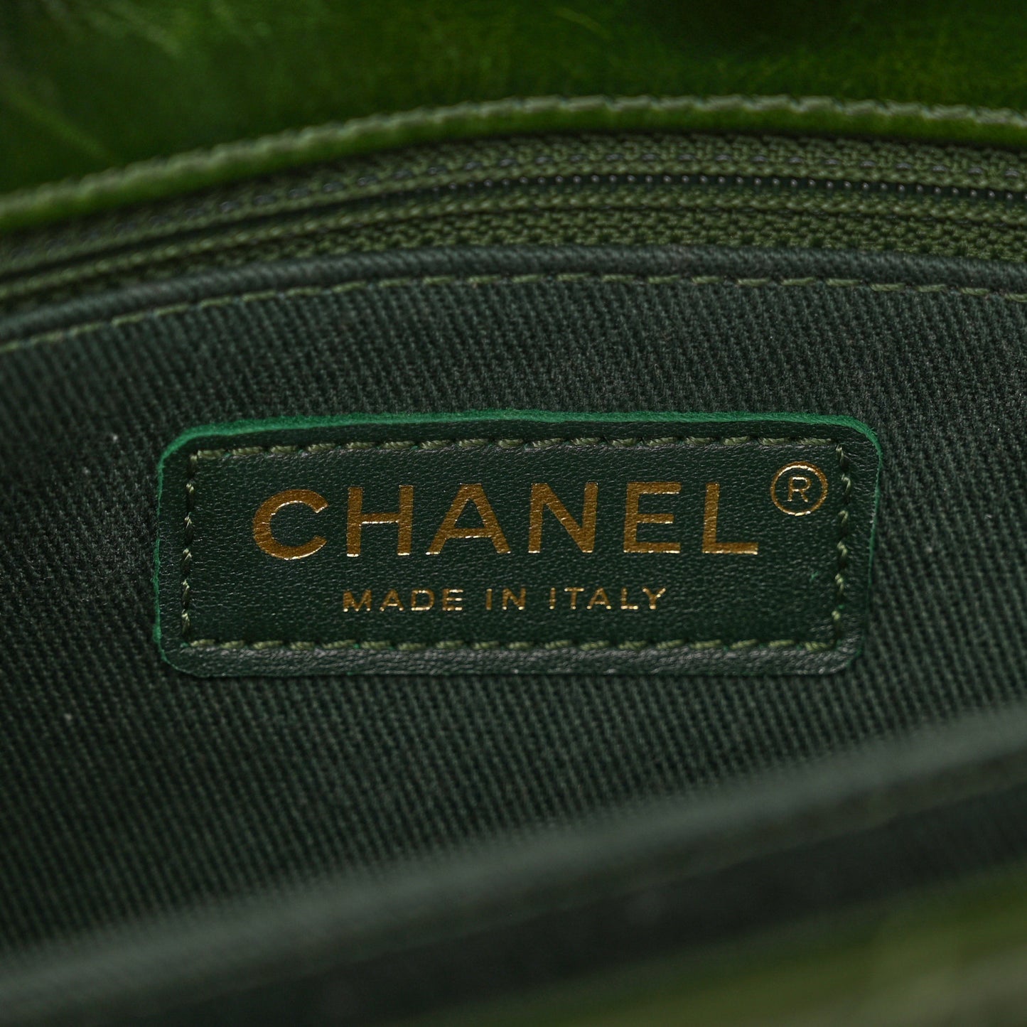 Calfskin Chevron Quilted Mini Coco Handle Flap Green