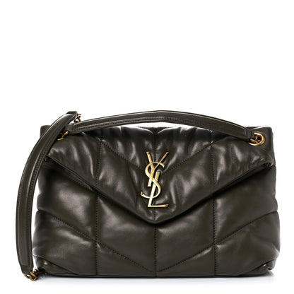 Saint Laurent Lambskin Quilted Small Loulou Puffer Monogram Chain Satchel Seaweed 1 of 14