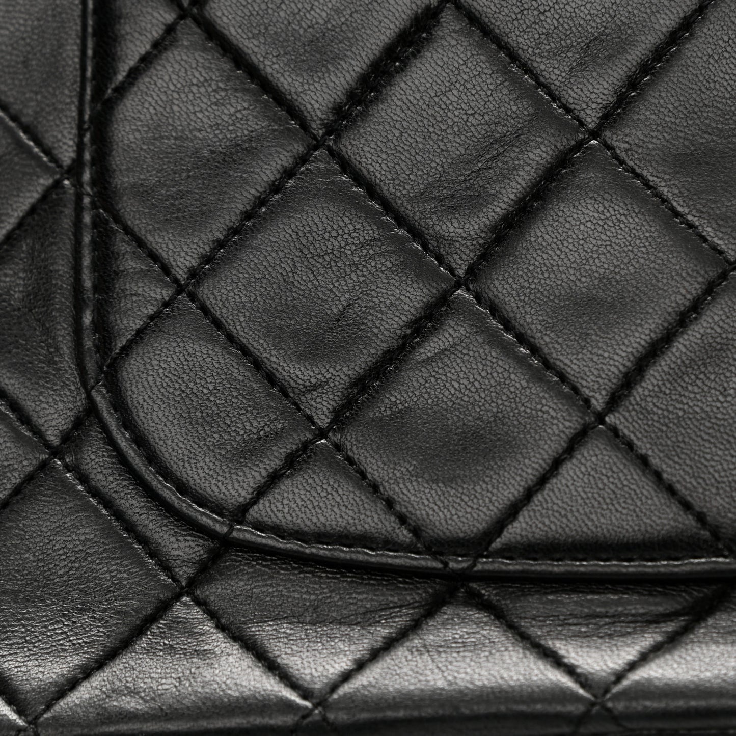 Lambskin Quilted Medium Double Flap Black