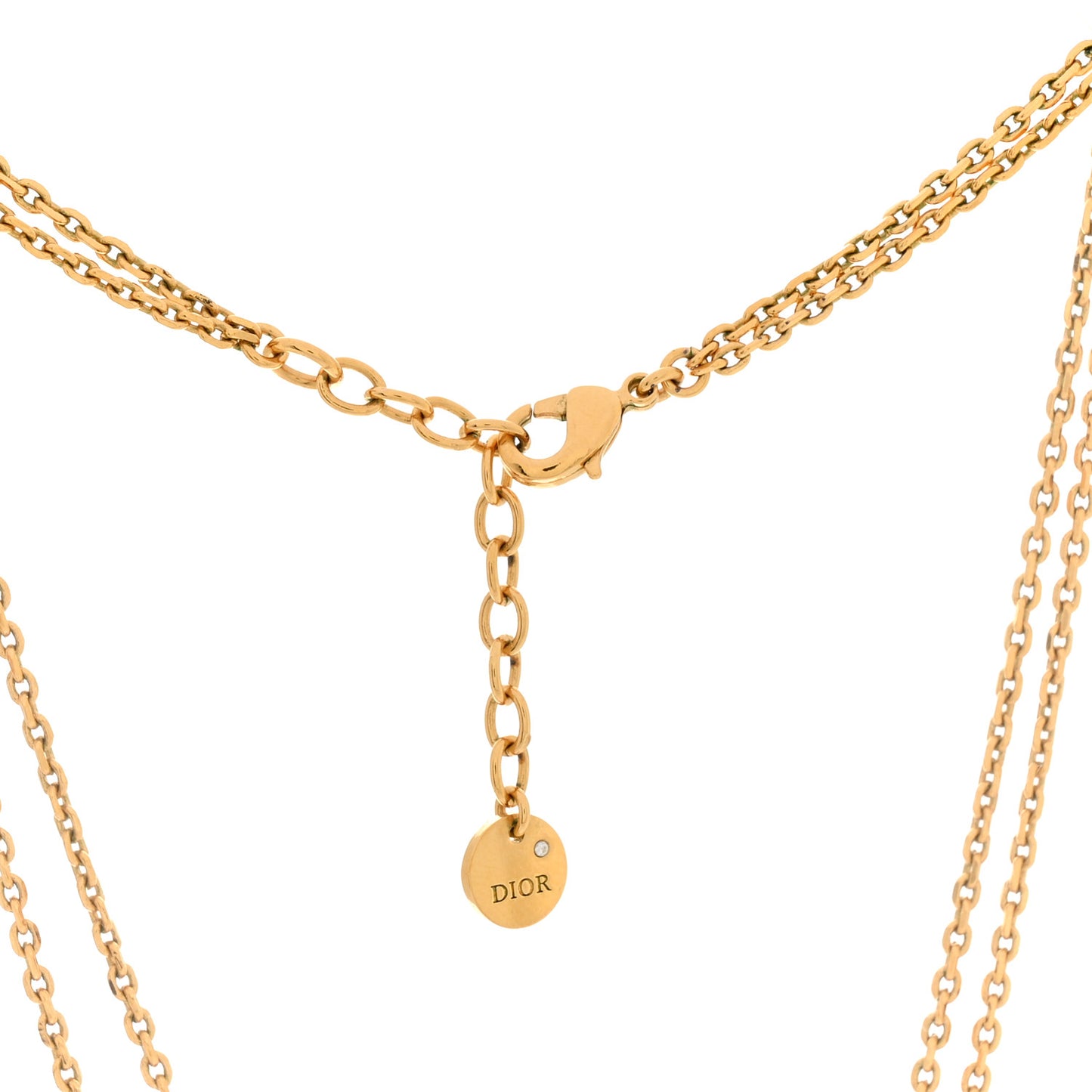 Metal Crystal Pearl CD Necklace Gold
