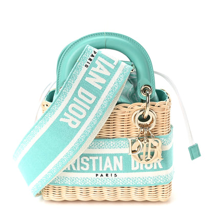 Christian Dior Wicker Oblique Mini Lady Dior Bag Aquamarina 1 of 9