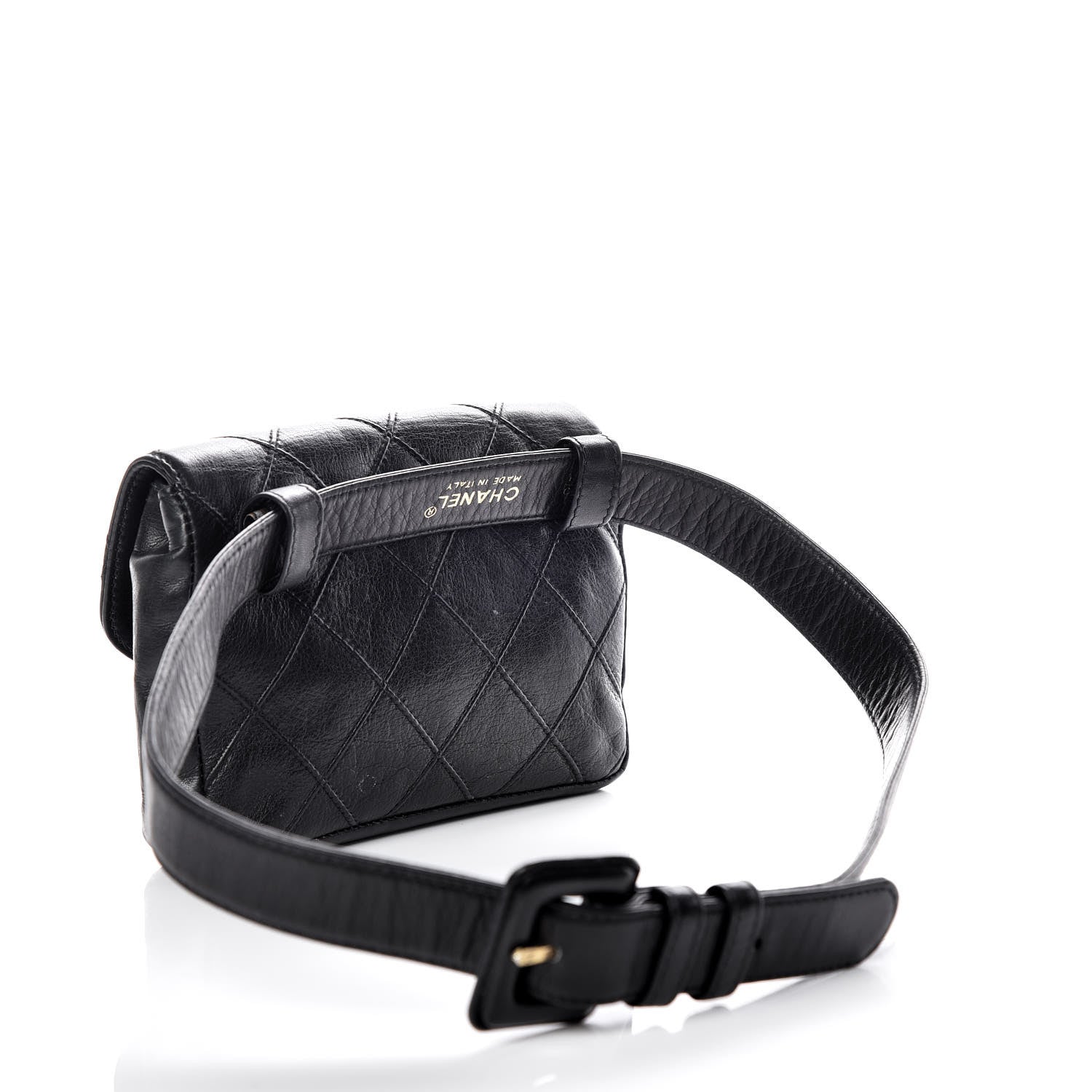 Chanel Lambskin Diamond Stitched Flap Waist Belt Bag 70 28 Black 3 of 12