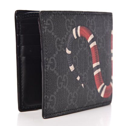 Gucci GG Supreme Monogram Kingsnake Nice Bi-Fold Wallet Black Grey 3 of 9