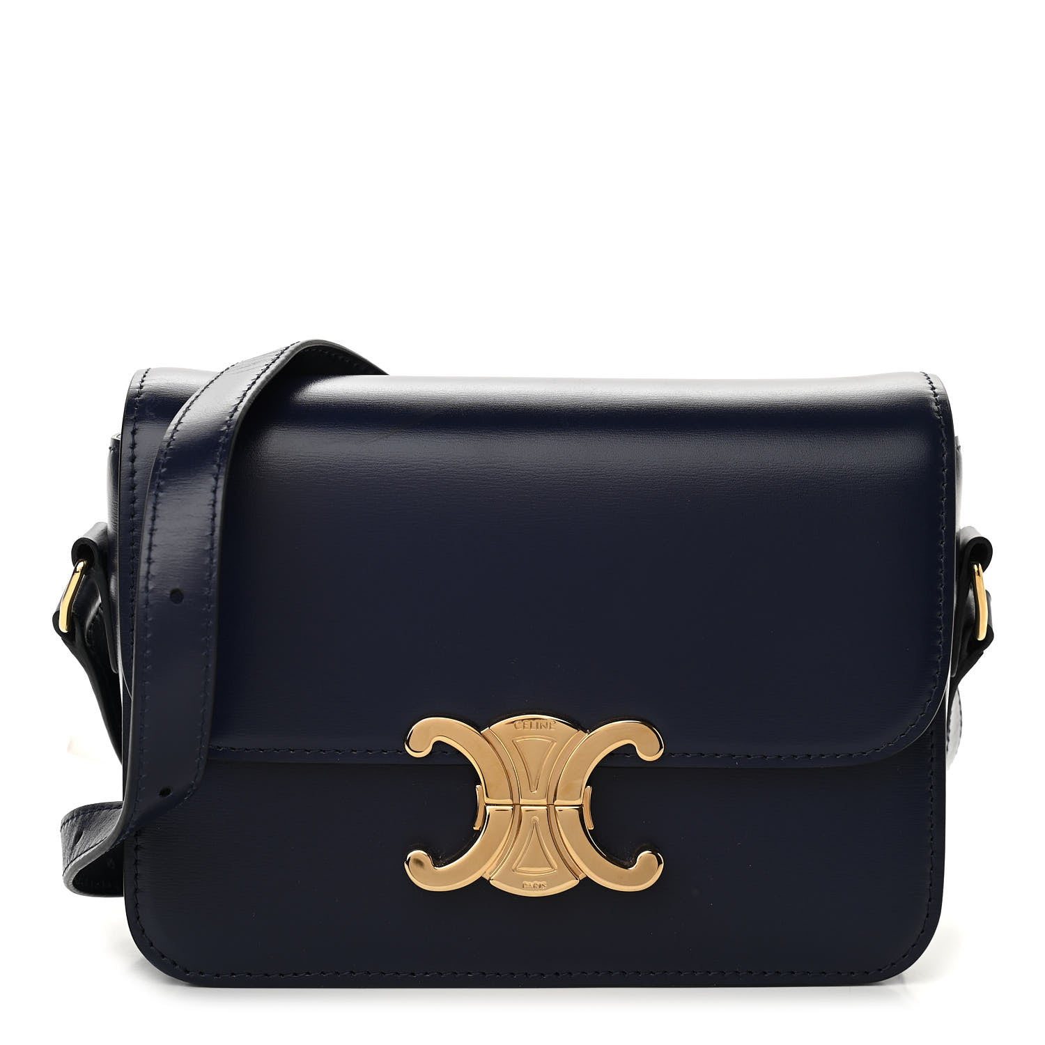 Celine Shiny Calfskin Small Triomphe Dark Blue 1 of 9