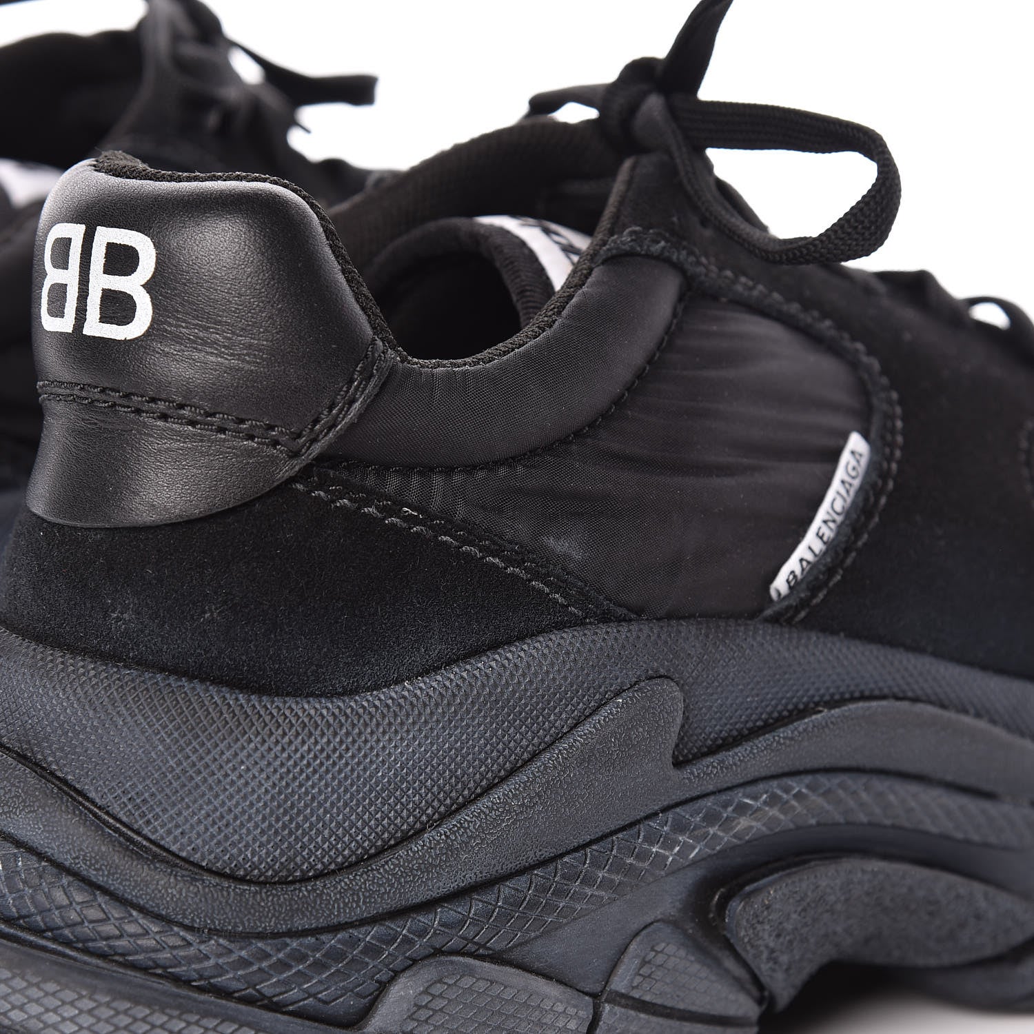 Balenciaga Nylon Suede Womens Triple S 2.0 Sneakers 39 Black 10 of 13